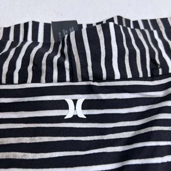Hurley Striped Bikini Swim Bottom Size L Black White Reversible - Picture 10 of 12